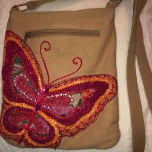 Pink Beaded Butterfly Satchel